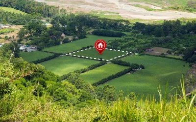 Field with outlined plot of land